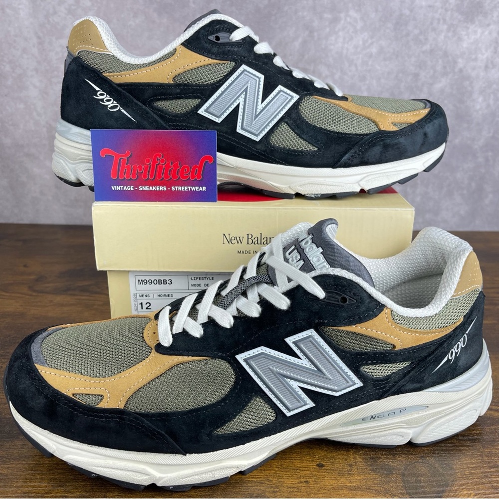New Balance 990v3 x Teddy Santis Black Tan Made in USA Size 12 M990BB3 Men Shoes